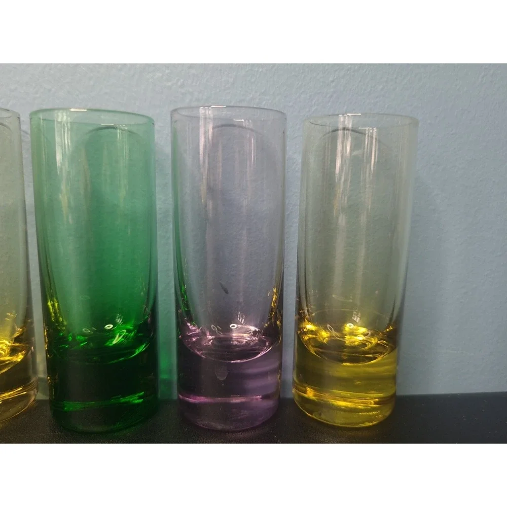 6 Shot Glasses Multi-Colored Glass‎ Vodka Aperitif Liqueur Cordial 3.5